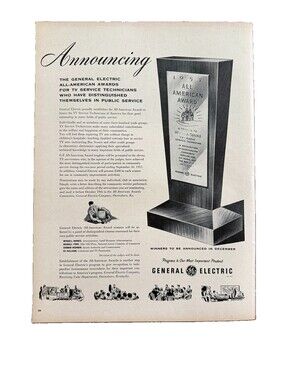 1957 General Electric Print Ad All-American Awards For TV Service Technicians